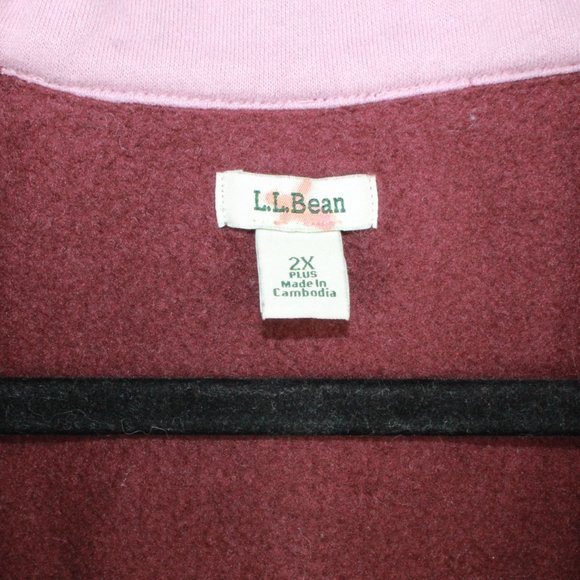 LL Bean 1912 Sweatshirt Quarter-Zip Colorblock Pink Maroon Size 2X - Picture 4 of 9